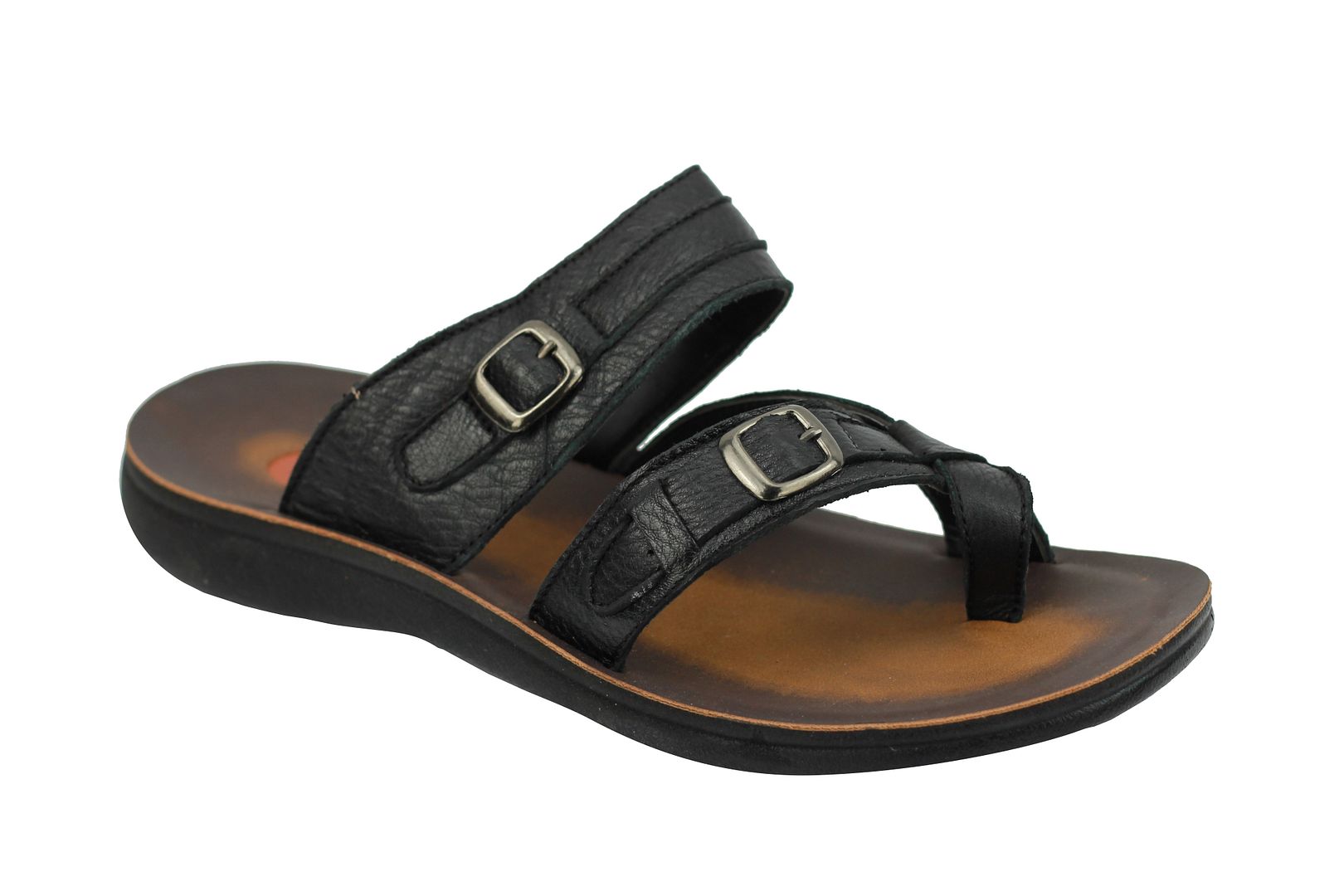 Mens Leather Black Big Size Toe Grip Thong Sandals Summer Slip on
